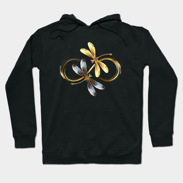 Infinity with Two Golden Dragonflies Hoodie by Blackmoon9